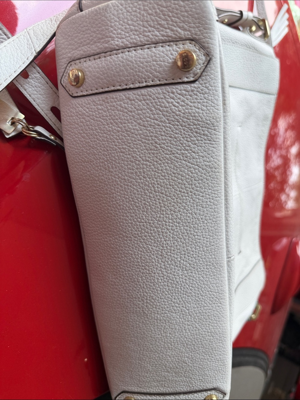 LODIS ~White Pebbled Leather Shoulder Bag RARE - Picture 2 of 9